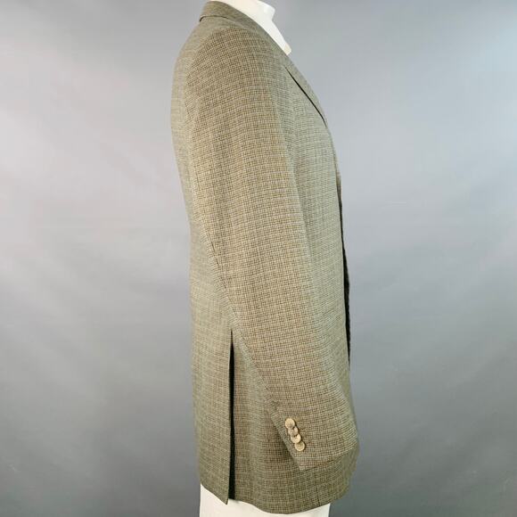 ERMENEGILDO ZEGNA Size 44 Long Grey Blue Houndstooth Wool Sport Coat - Picture 3 of 8